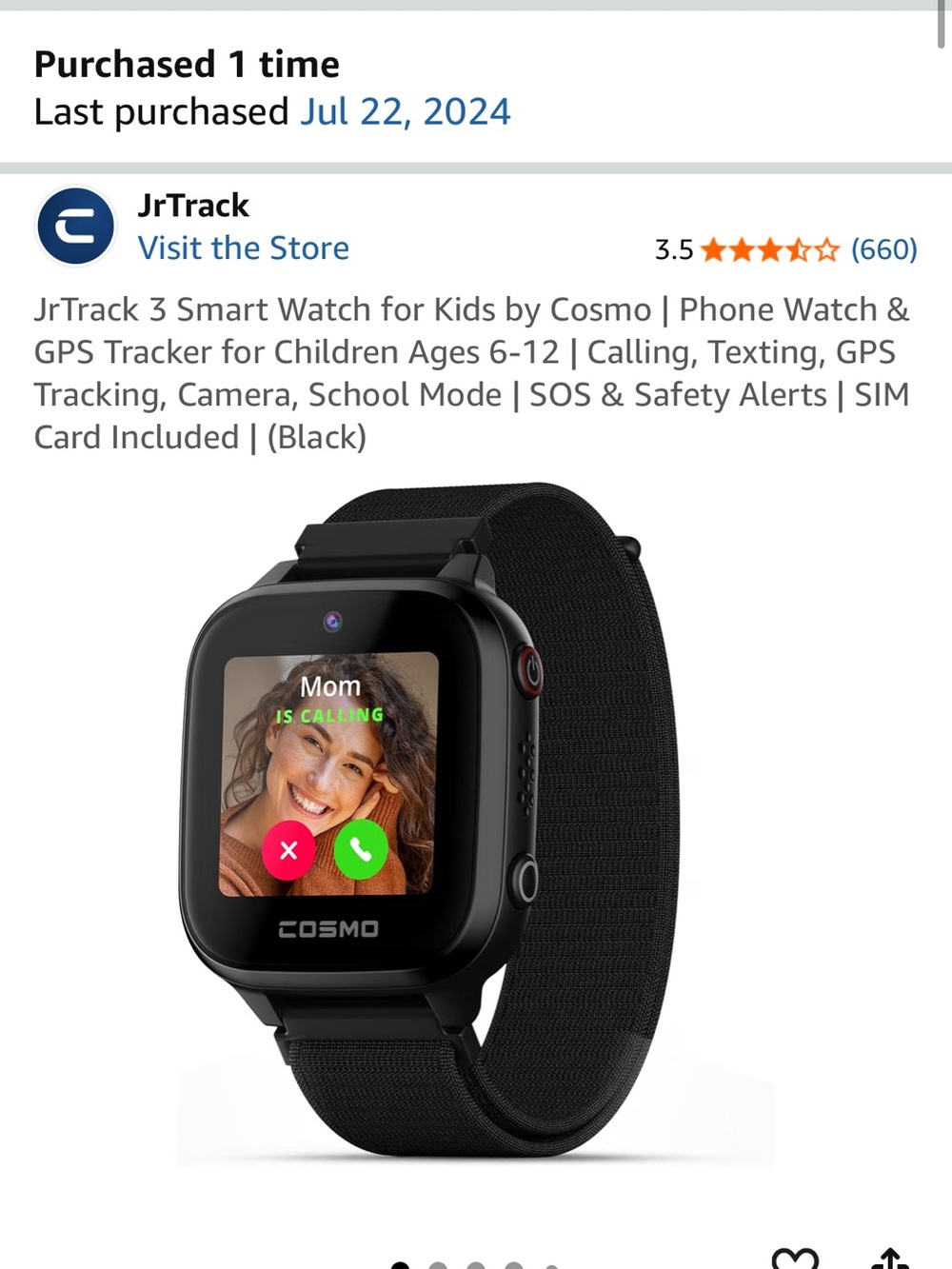 Cosmo JrTrack 3 Kids Smartwatch - Black